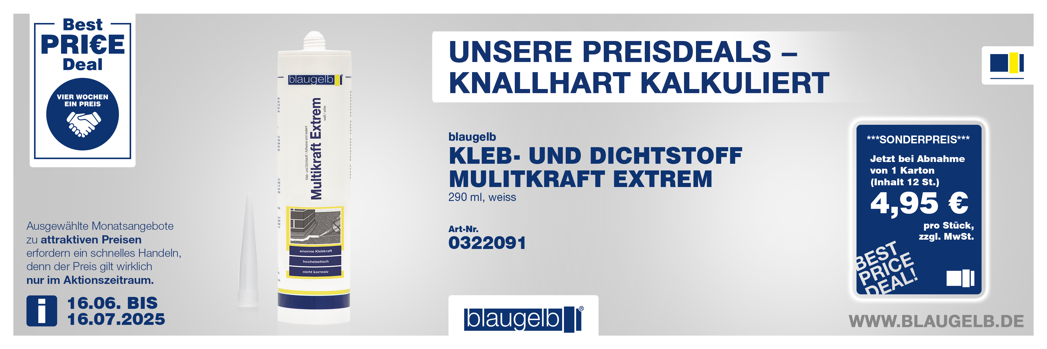 blaugelb Kleb- und Dichtstoff