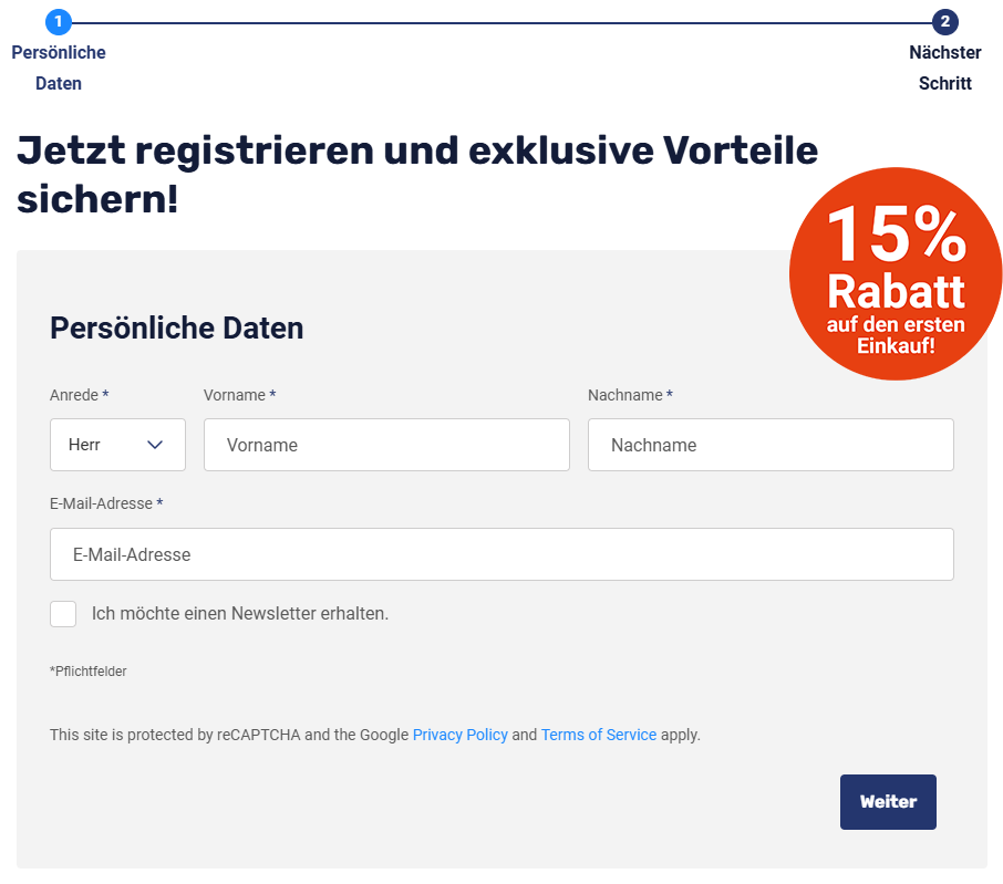 Registrierungsformular